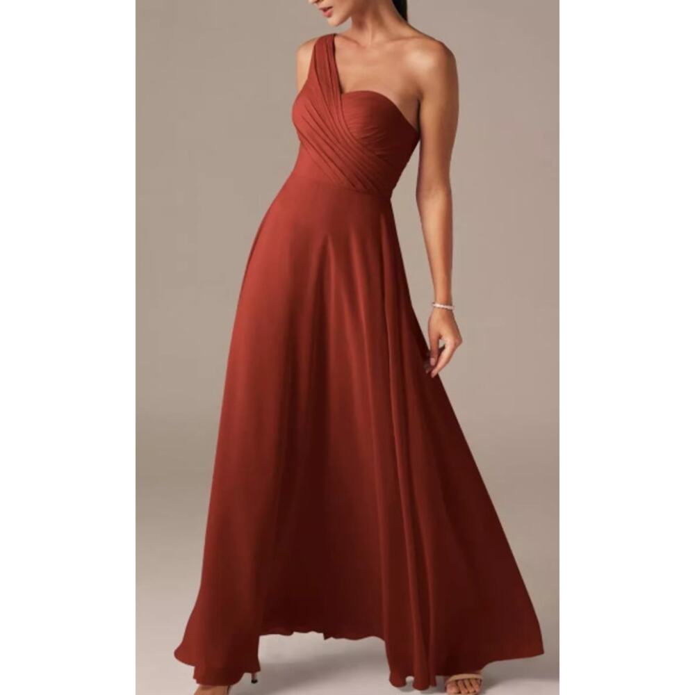 One-Shoulder Rust Maxi Dress